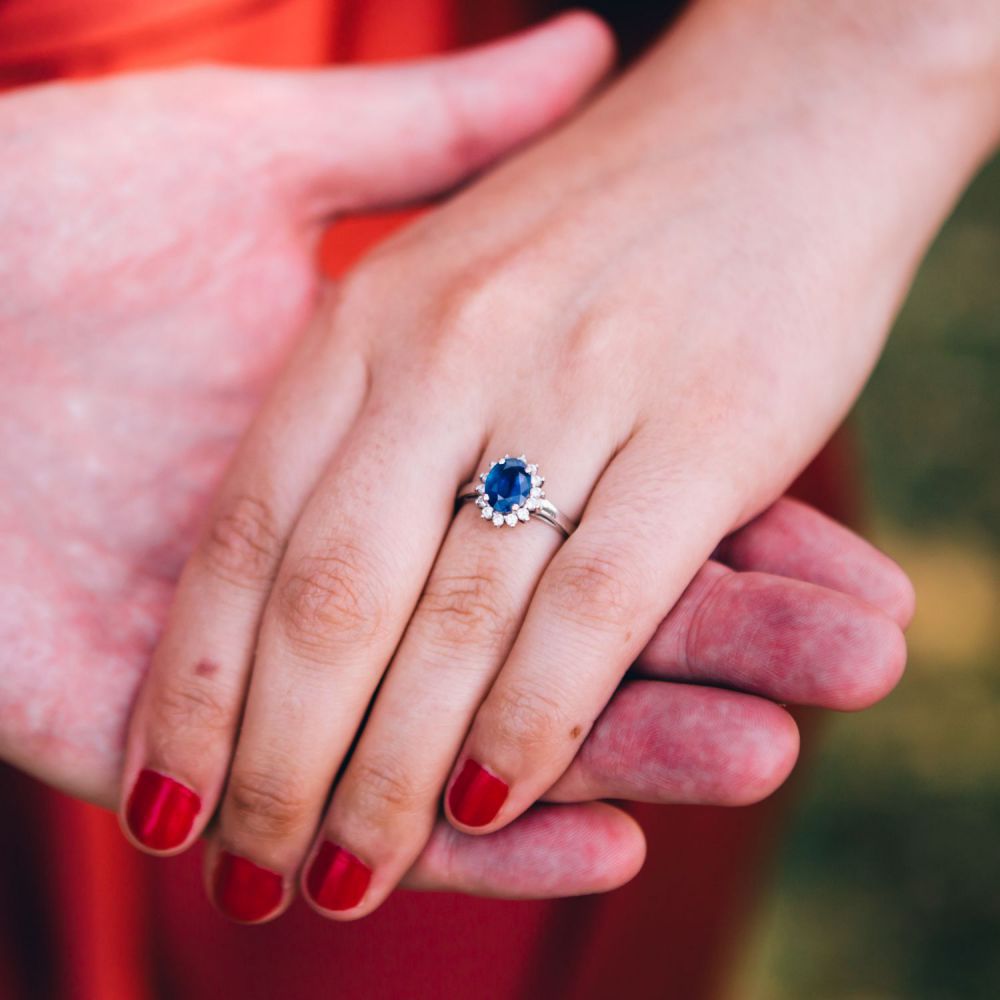 925 Silver white Gold  blue sapphire diamond Ring  Manufacturer